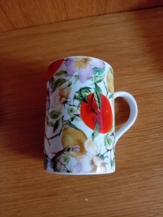 Set 2 Tazze Mug Ceramica Motivo Floreale Frutta
