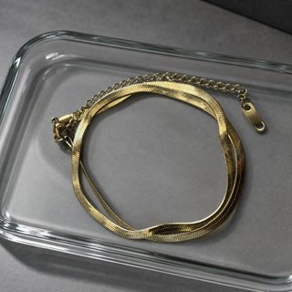Pulsera Plano Cadena Serpiente Dorada