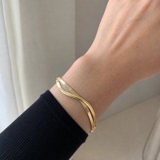 Pulsera Plano Cadena Serpiente Dorada