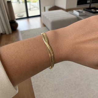 Pulsera Plano Cadena Serpiente Dorada