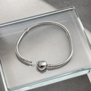 Pulsera Cadena Serpiente Corazón Plata