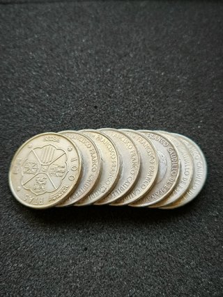 8 Monedas 100 Pesetas Franco Plata
