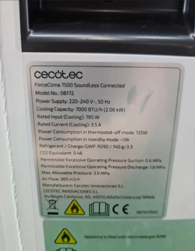 Cecotec Forceclima 7500 A/A Portátil