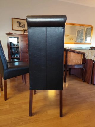 Juego de 6 Sillas Comedor Piel Marrón