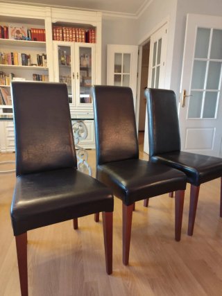 Juego de 6 Sillas Comedor Piel Marrón