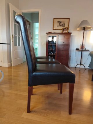 Juego de 6 Sillas Comedor Piel Marrón