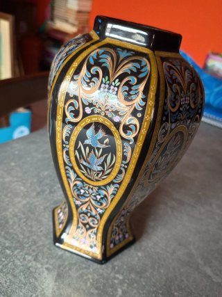 Jarrón decorativo golondrinas dorado