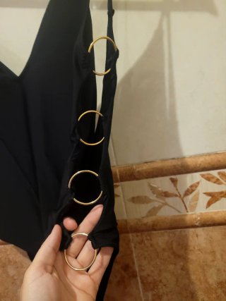 Bañador Negro con Aros Zara Dorados Talla M