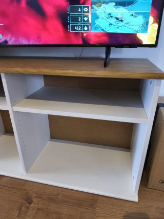 Mueble TV blanco y madera