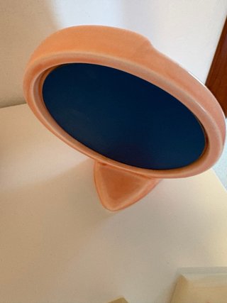 Espejo Luna y Joyero Cerámica Rosa y Blanco