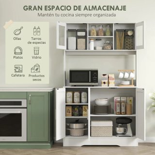 Alacena Cocina Vidrio Blanca