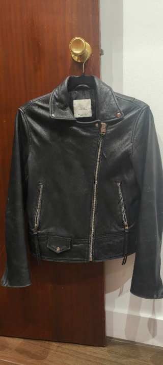Chaqueta Cuero Ovino Mango Talla S