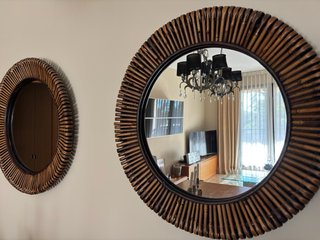 Set di 2 Specchi Decorativi in Bambù