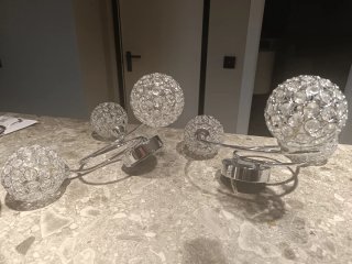 Lampara techo. Lote 2 apliques esféricos cristal.