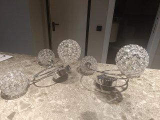 Lampara techo. Lote 2 apliques esféricos cristal.