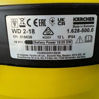 KARCHER WD 2-18 18V Aspirador Seco/Húmedo