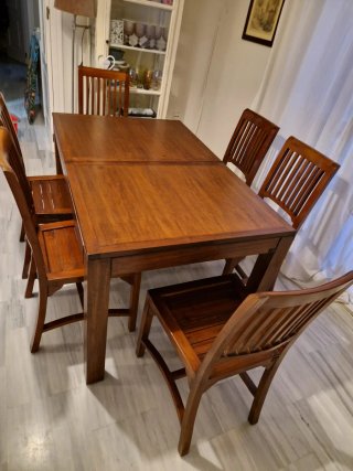 Mesa Banak Extensible + 6 Sillas Madera