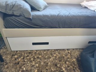 Cama tren juvenil color beige (cashmere) y blanco