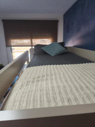 Cama tren juvenil color beige (cashmere) y blanco