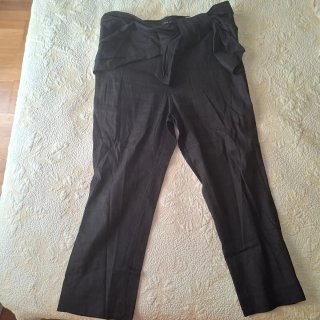 Pantalón negro lino lazo cintura