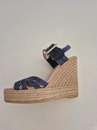 Alpargatas cuña azul y beige