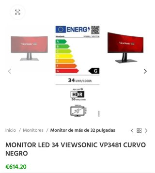 Monitor Curvo Viewsonic VP3481a Negro