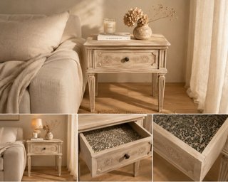 Mesa de noche patinada madera