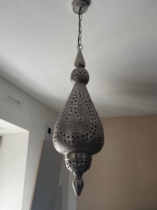 2 Lámparas colgantes de metal plateado