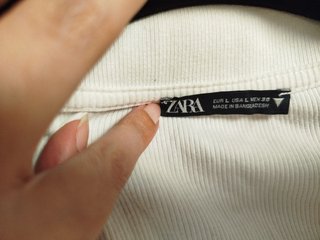Top Zara Blanco de Manga Larga