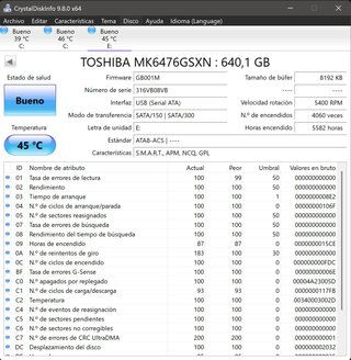 Disco Duro Toshiba 640GB 2,5 Pulgadas