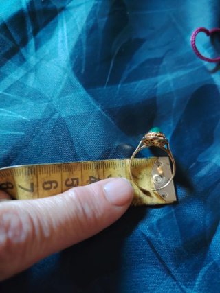 Anillo Vintage Oro 18k Piedra Verde Ovalada