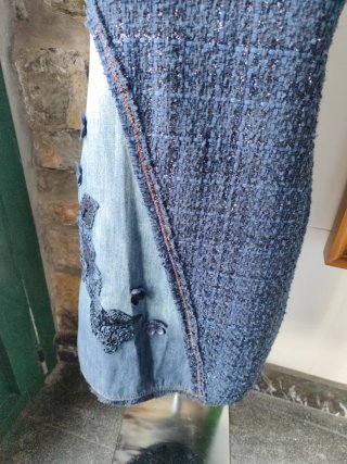 Vestido Desigual Azul Tweed y Denim