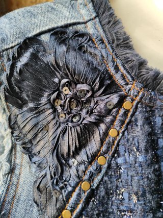 Vestido Desigual Azul Tweed y Denim