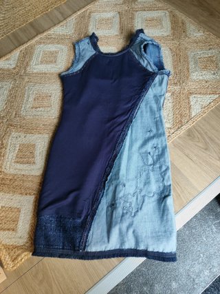 Vestido Desigual Azul Tweed y Denim
