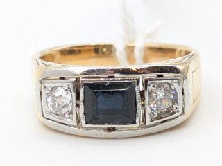 Anillo Oro 18k Zafiro y Diamantes