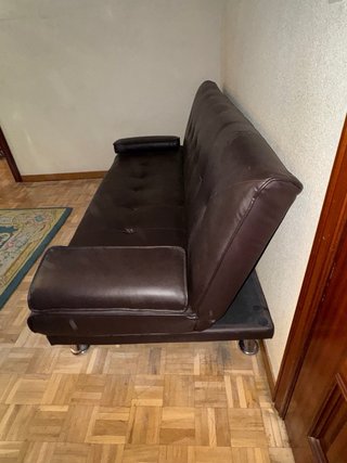 Sofá Cama Negro Piel Sintética MAXIME