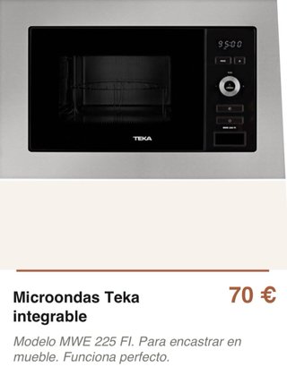 Microondas Teka integrable MWE 225 FI