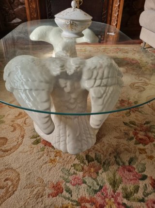 Mesa centro cristal y porcelana Hispania