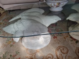 Mesa centro cristal y porcelana Hispania