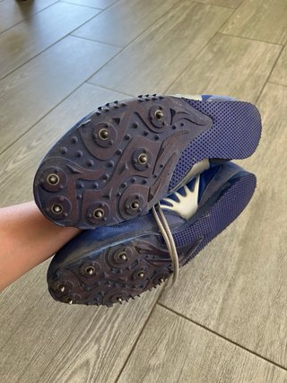 Zapatillas atletismo clavos azul/plata