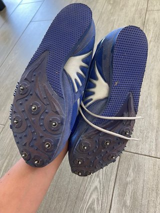 Zapatillas atletismo clavos azul/plata