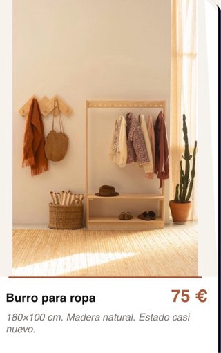 Burro perchero de madera natural. Muebles Lufe.