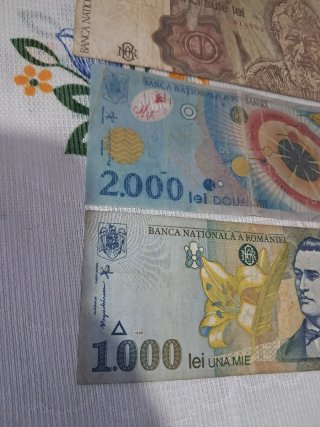 Lote Billetes Rumanía 500, 1000, 2000 Lei