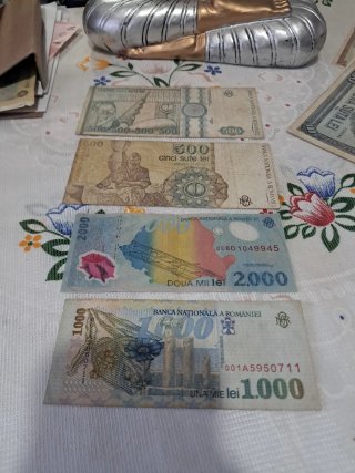 Lote Billetes Rumanía 500, 1000, 2000 Lei