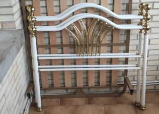 Cabeceros cama blanco y dorado sin somier