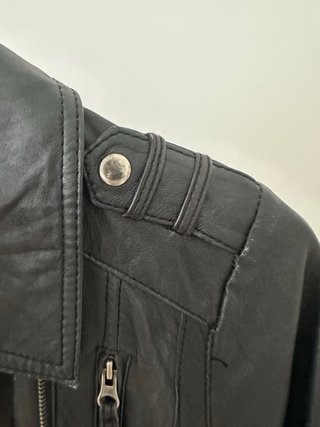 Chaqueta Biker Cuero Negra Talla M