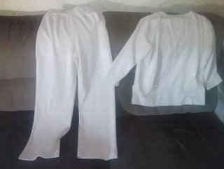 Conjunto pantalón jersey mujer beige