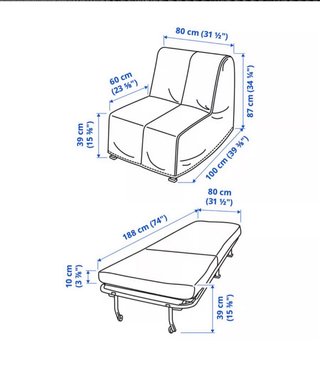 Sillón cama individual negro
