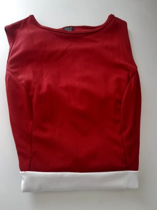 Vestido de punto Rojo  Oscuro y Blanco sin M