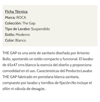 Lavabo Roca The Gap 65 Blanco